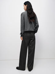 Women's Casual Wool-Blend Lapel Grey Knit Cardigan