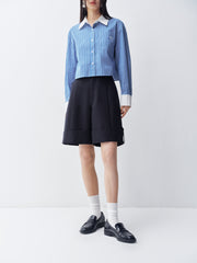 Women's High-Waist Shorts with Rolled Hem