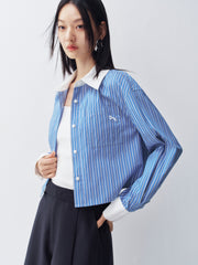 Women's Cropped Commuter Striped Shirt  [Available only in China]