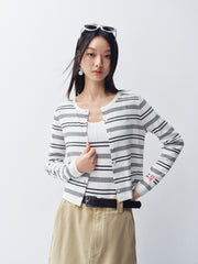 Women's Slim-Fit Striped Knit Cardigan  [Available only in China]