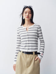 Women's Slim-Fit Striped Knit Cardigan  [Available only in China]