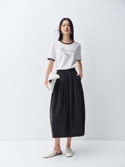 Women's Elastic Waist Bud Hem Skirt