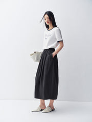 Women's Elastic Waist Bud Hem Skirt