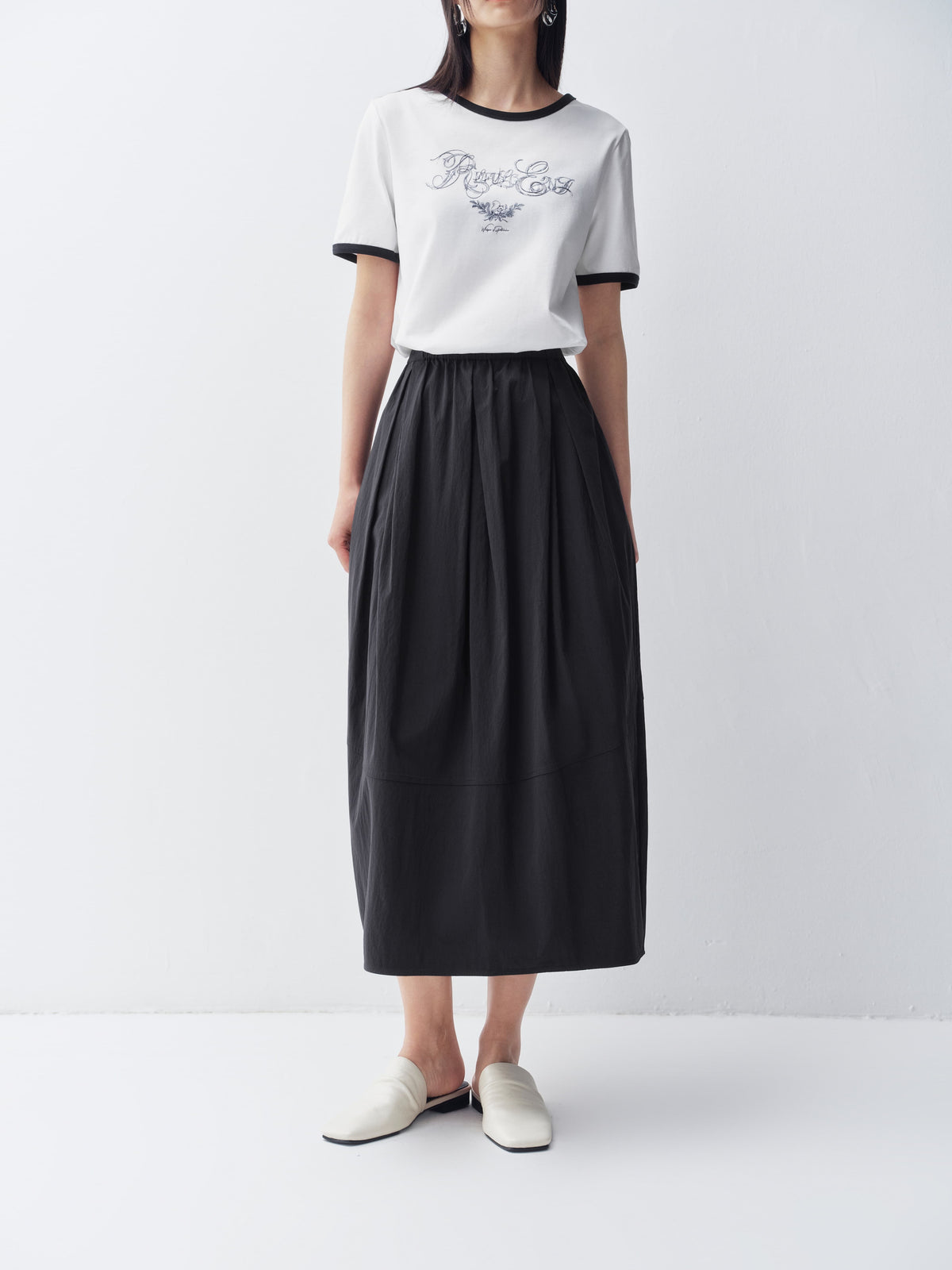 Women's Elastic Waist Bud Hem Skirt