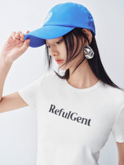 Women's Slim Fit T-Shirt with Flocked Letter Print