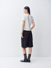 Women's Slim Fit T-Shirt with Flocked Letter Print