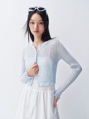 Women's Cropped Linen-Blend Knit Cardigan