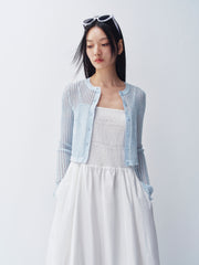 Women's Cropped Linen-Blend Knit Cardigan