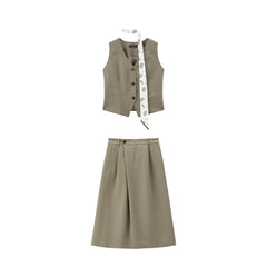 Women's Elegant Vest and Skirt Two-Piece Set