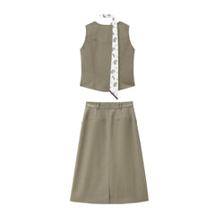 Women's Elegant Vest and Skirt Two-Piece Set