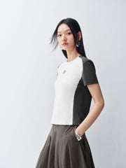 Women's Cropped Slim-Fit Contrast T-Shirt