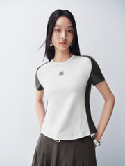 Women's Cropped Slim-Fit Contrast T-Shirt