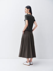 Women's Cropped Slim-Fit Contrast T-Shirt