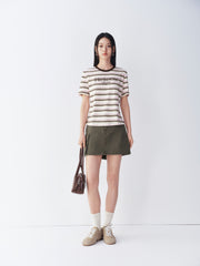 Women's Striped Embroidered Short-Sleeve T-Shirt