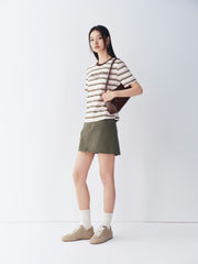 Women's Striped Embroidered Short-Sleeve T-Shirt