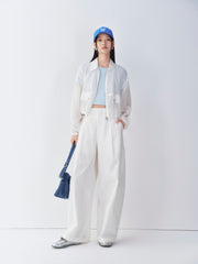 Women's Lightweight Cropped Jacket with Drawstring Hem