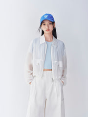 Women's Lightweight Cropped Jacket with Drawstring Hem