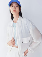 Women's Lightweight Cropped Jacket with Drawstring Hem