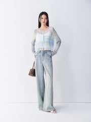 Ladies' Color-Block Lightweight Knit Cardigan