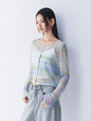 Ladies' Color-Block Lightweight Knit Cardigan