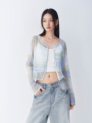 Ladies' Color-Block Lightweight Knit Cardigan