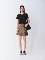Women's High-Waist A-Line Leopard-Print Skirt