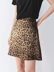 Women's High-Waist A-Line Leopard-Print Skirt