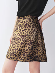 Women's High-Waist A-Line Leopard-Print Skirt
