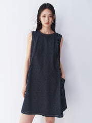 Women's Sleeveless A-Line Denim Dress