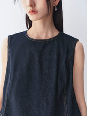 Women's Sleeveless A-Line Denim Dress