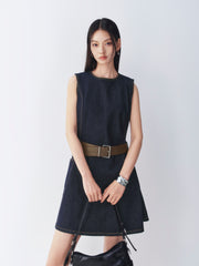 Women's Sleeveless A-Line Denim Dress