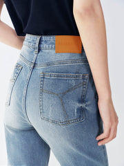 Women's Vintage Washed High-Waist Flared Pants