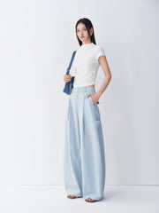 Women's Light Blue Loose Workwear Cargo Pants
