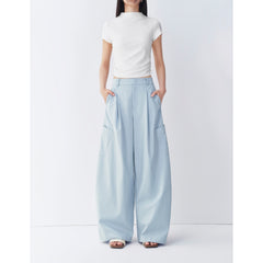 Women's Light Blue Loose Workwear Cargo Pants