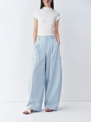 Women's Light Blue Loose Workwear Cargo Pants