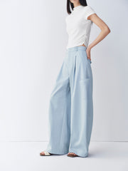 Women's Light Blue Loose Workwear Cargo Pants
