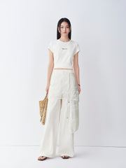 Women's straight-leg pants with Detachable skirt extender