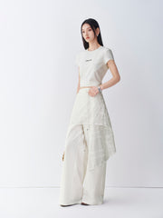 Women's straight-leg pants with Detachable skirt extender