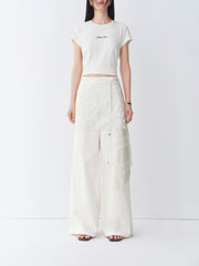 Women's straight-leg pants with Detachable skirt extender