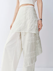 Women's straight-leg pants with Detachable skirt extender
