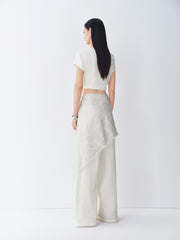 Women's straight-leg pants with Detachable skirt extender