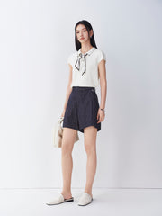 Women's A-line wide-leg denim shorts
