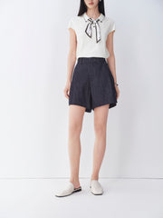 Women's A-line wide-leg denim shorts