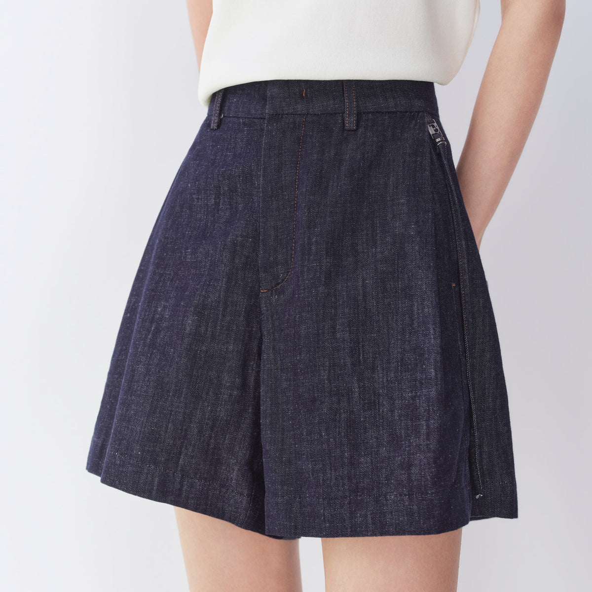 Women's A-line wide-leg denim shorts