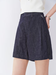 Women's A-line wide-leg denim shorts