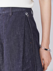 Women's A-line wide-leg denim shorts