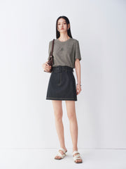 Women's High-Waist A-Line Denim Mini Skirt