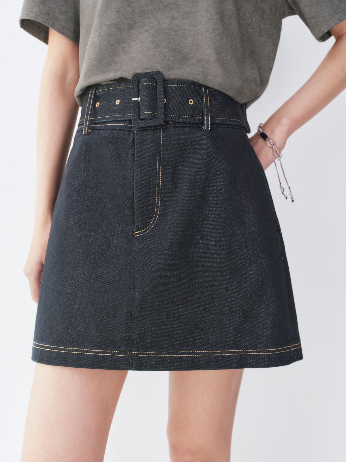 Women's High-Waist A-Line Denim Mini Skirt
