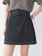 Women's High-Waist A-Line Denim Mini Skirt