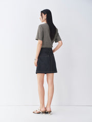 Women's High-Waist A-Line Denim Mini Skirt